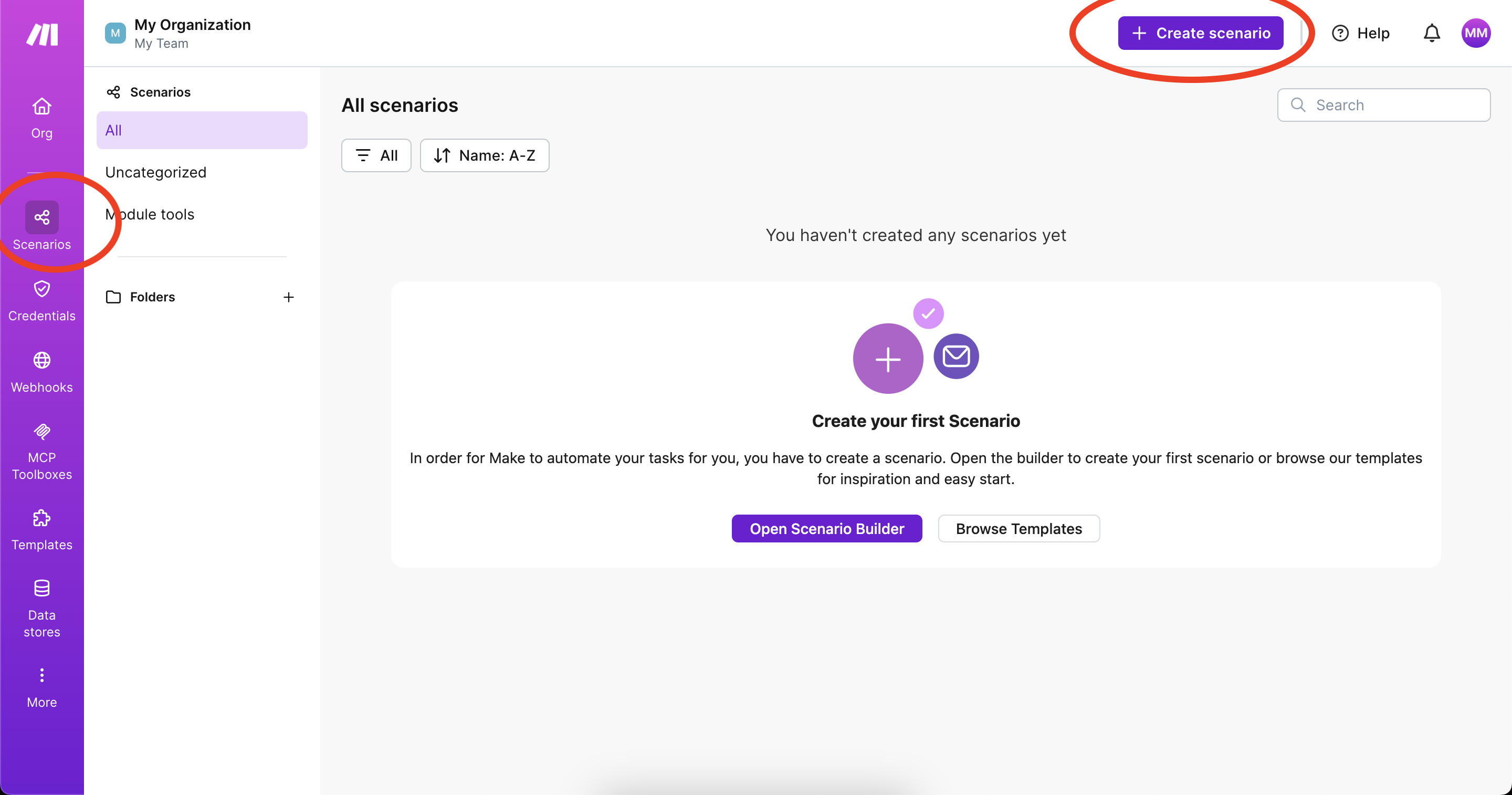 Créer un scénario sur Make
