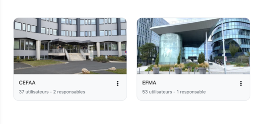 Vue de Soba LMS : plusieurs organisations